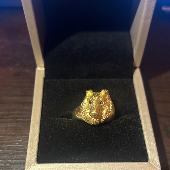 K18 Gold Rough Collie Ring-Size 8.5- Japanese Vintage